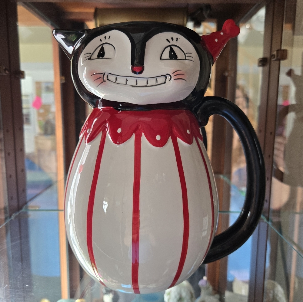 Vintage Inspired Johanna Parker Carnival Cottage Cat Pitcher Mint